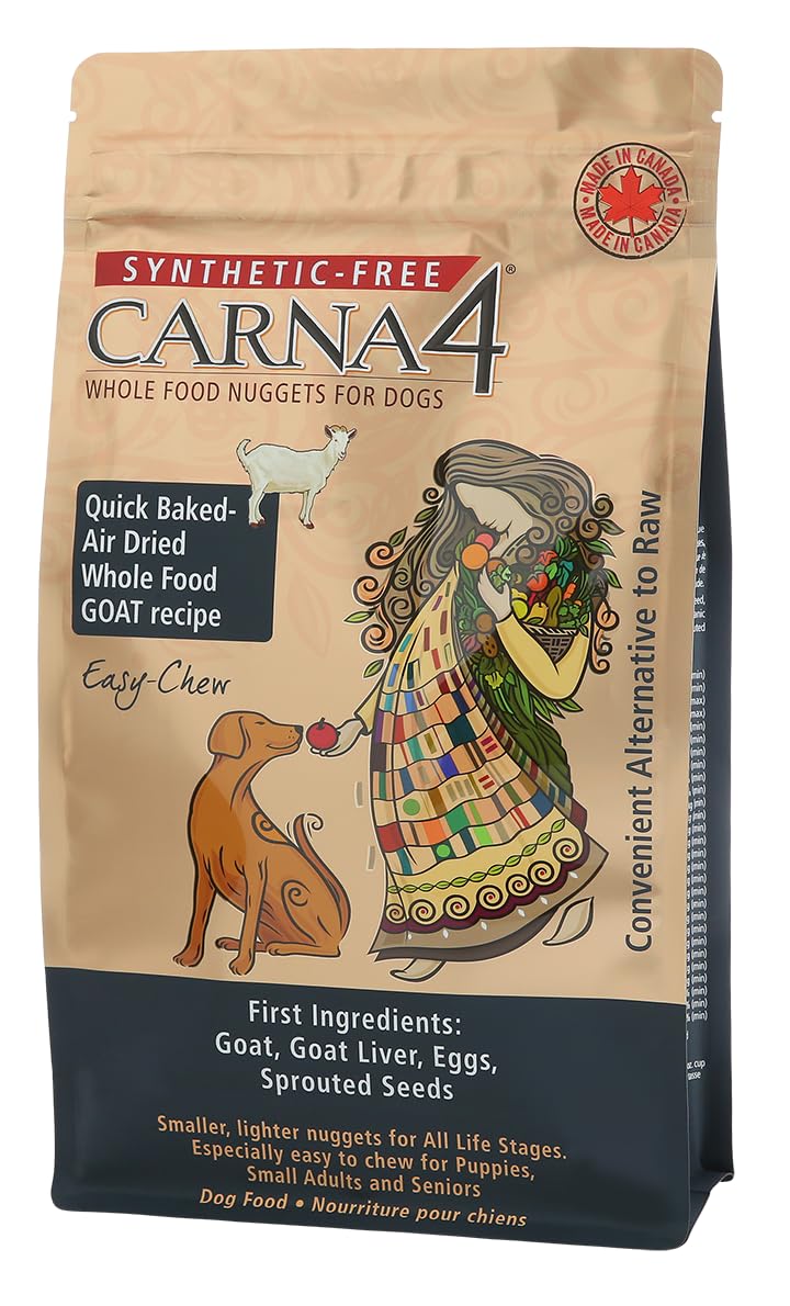 CARNA4 Alimentation sèche pour chien – recette chèvre, pratique en voyage.