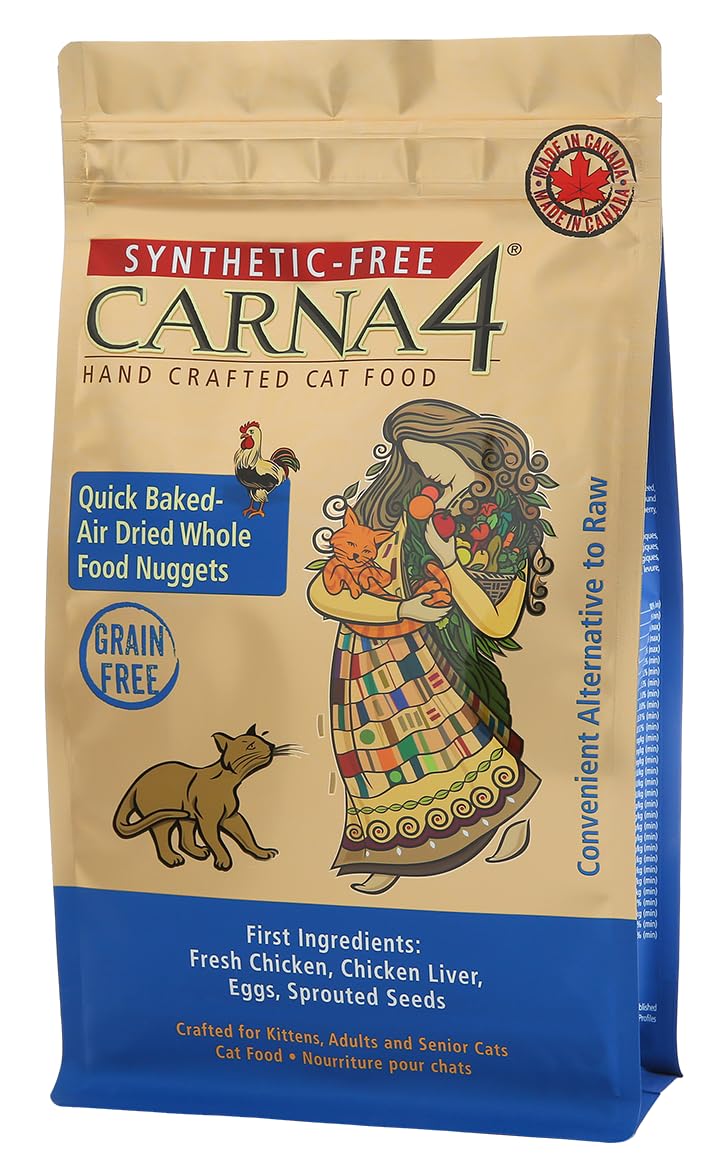 CARNA4 chat séché à l'air poulet: repas complet sans additifs, prêt à servir.