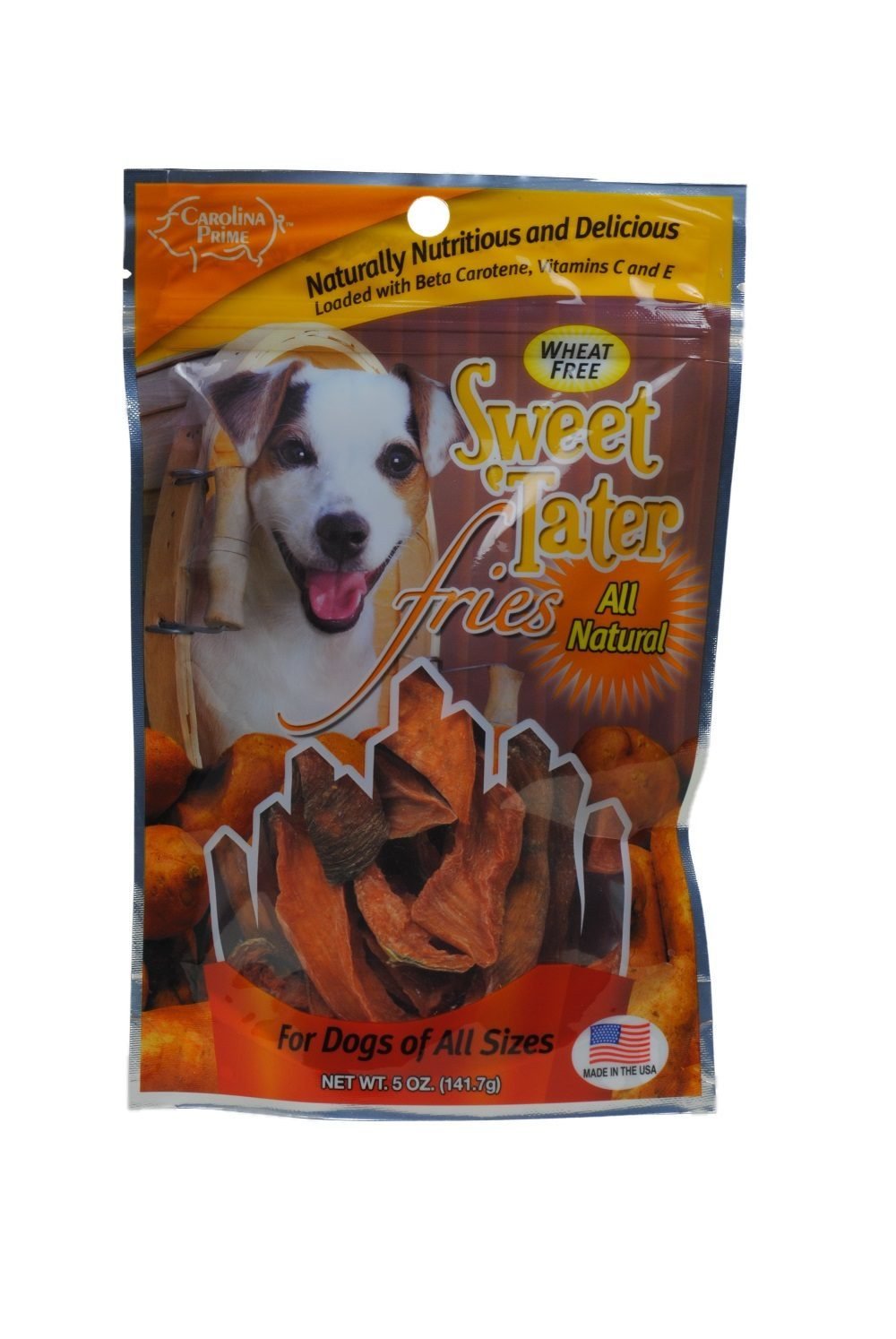 Carolina Prime Pet Frites de patate douce en sachet, snack sain pour chiens.
