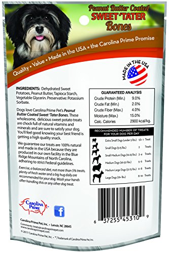 Friandise Carolina Prime Pet enrobée, texture croustillante au beurre de cacahuète