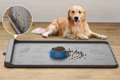 Carry360 tapis chien silicone gris 36 x 24 po, nourriture et eau.