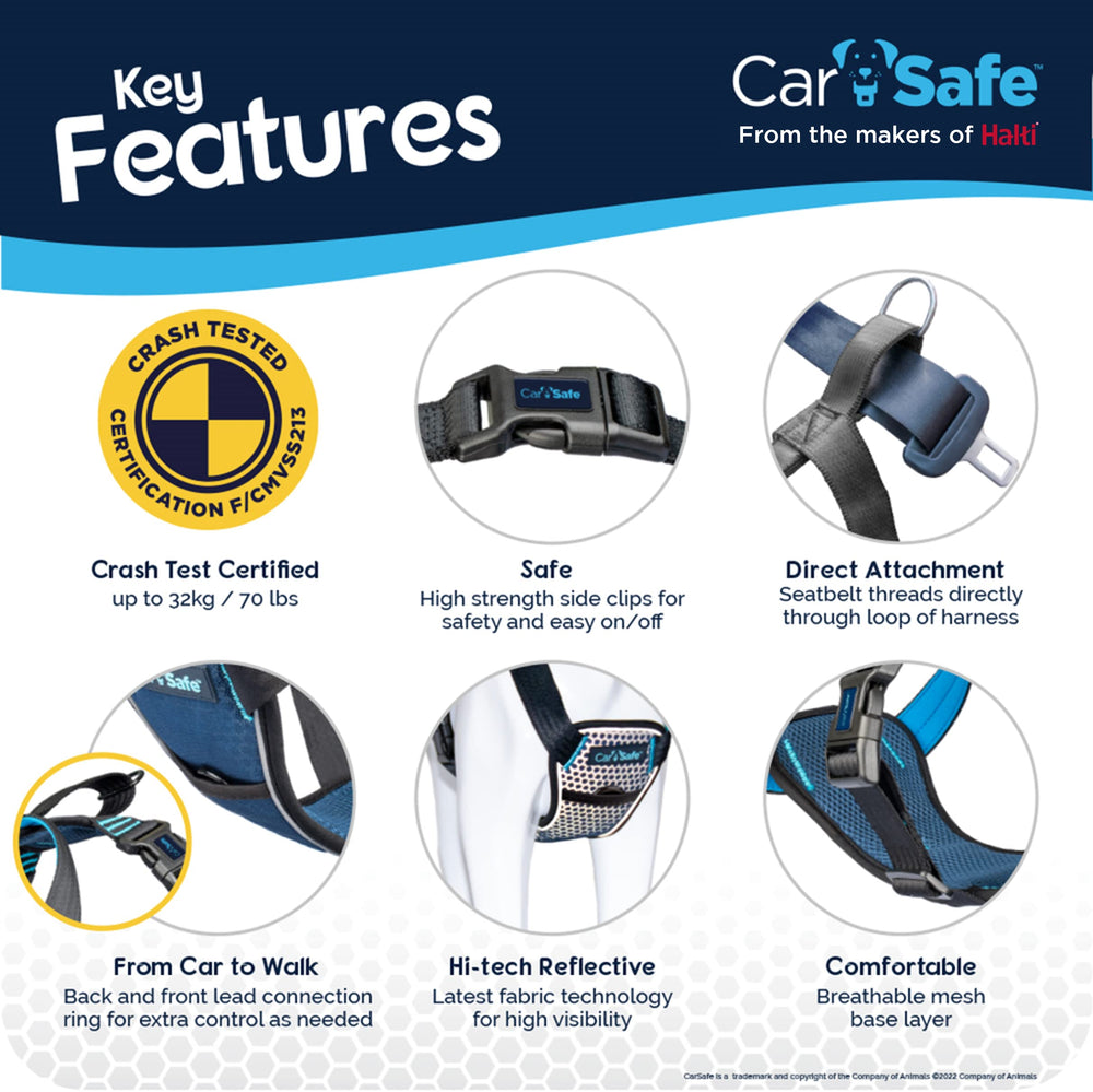 Harnais Carsafe connexion ceinture à l’avant pour le contrôle en déplacement.