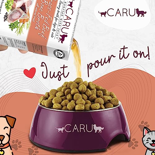 Caru bouillon d'os de boeuf, arôme réconfortant pour repas canins et félins.