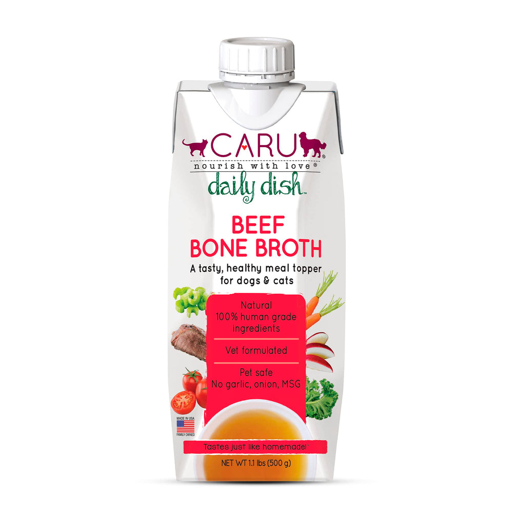 Caru Bouillon d’Os de Bœuf Quotidien, bouteille, saveur riche pour repas.
