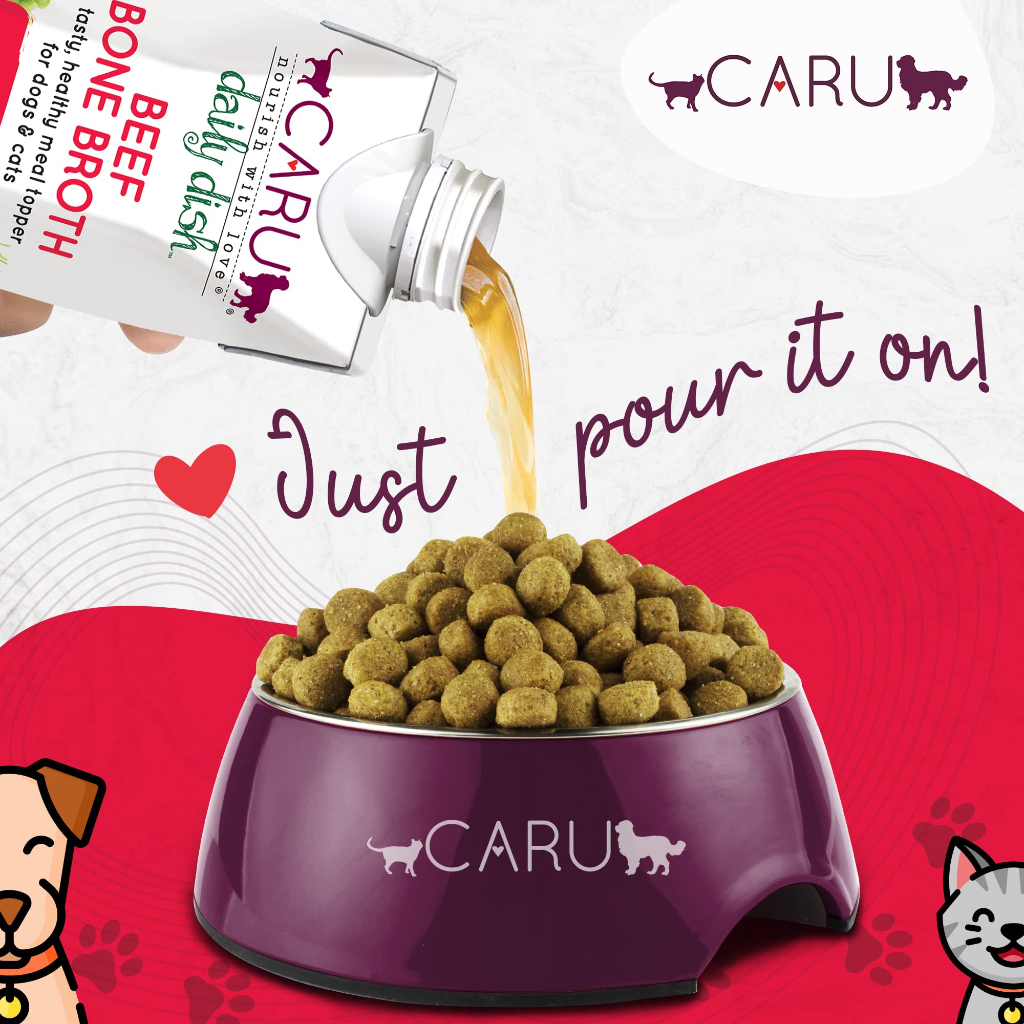Caru Bouillon d’Os de Bœuf Quotidien, facile à verser pour hydratation.