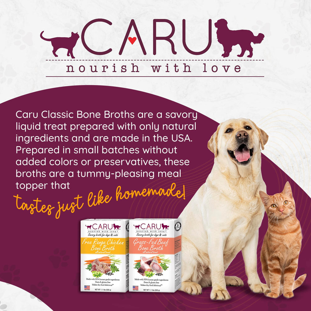 Caru bouillon d'os de boeuf, sans céréales ni gluten pour chiens et chats.