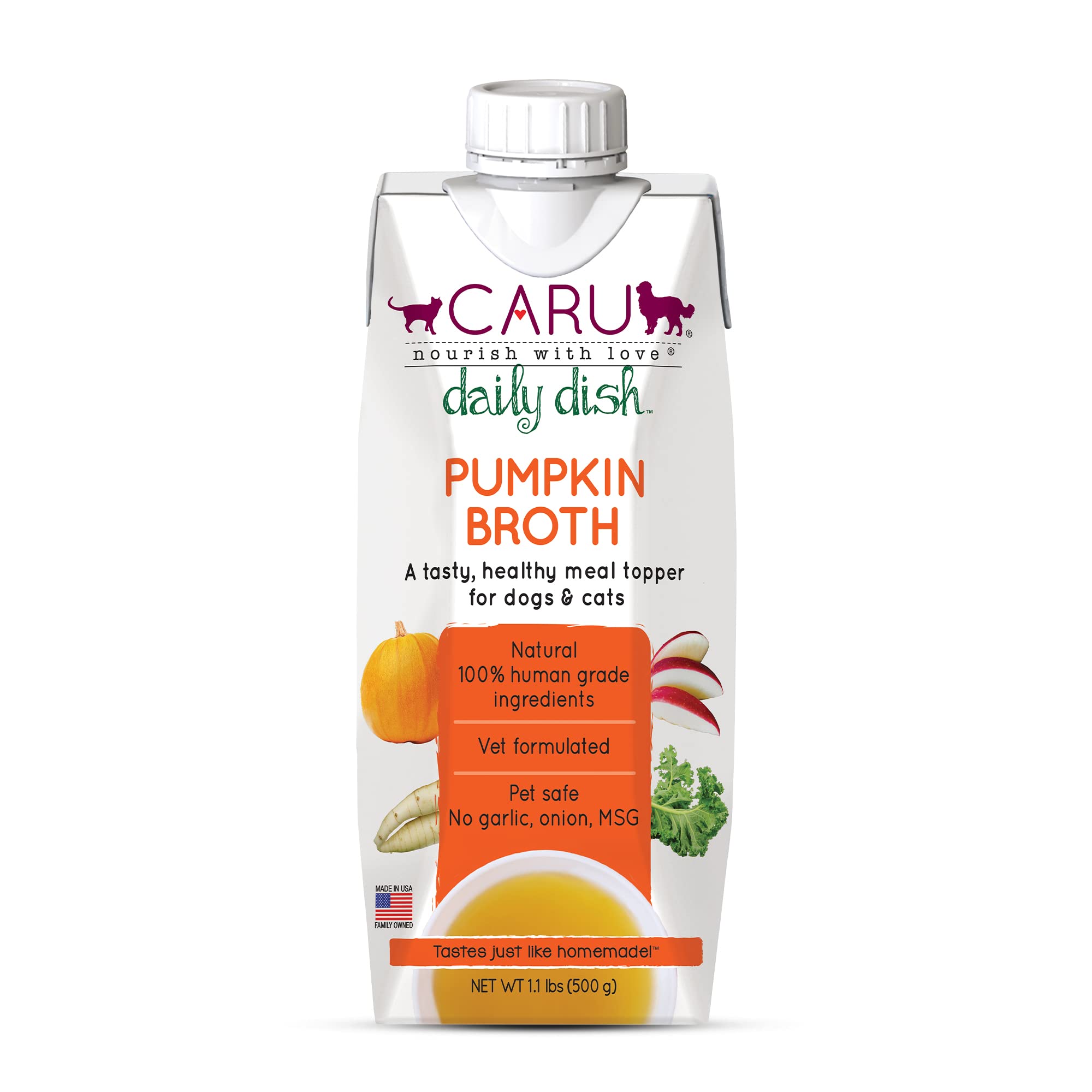 CARU Bouillon Citrouille sans additifs artificiels, présentation équilibrée.