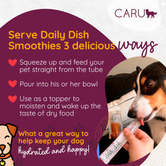 CARU Daily Dish Smoothies - tube poulet ouvert, administration rapide.