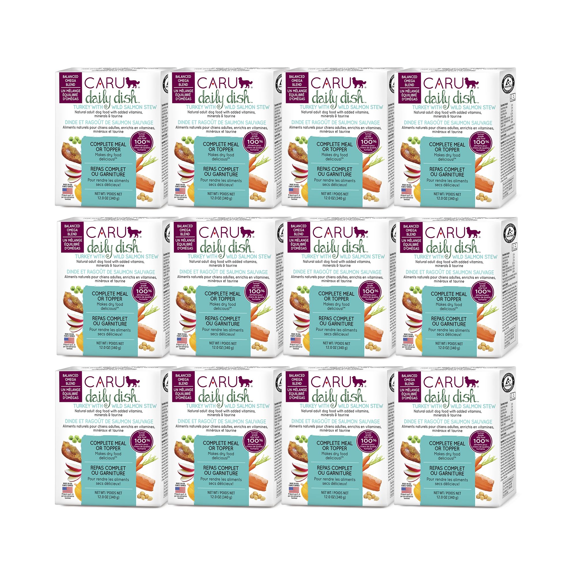 Caru Daily Dish - bol dinde-saumon, repas appétissant pour chien et digestion saine.