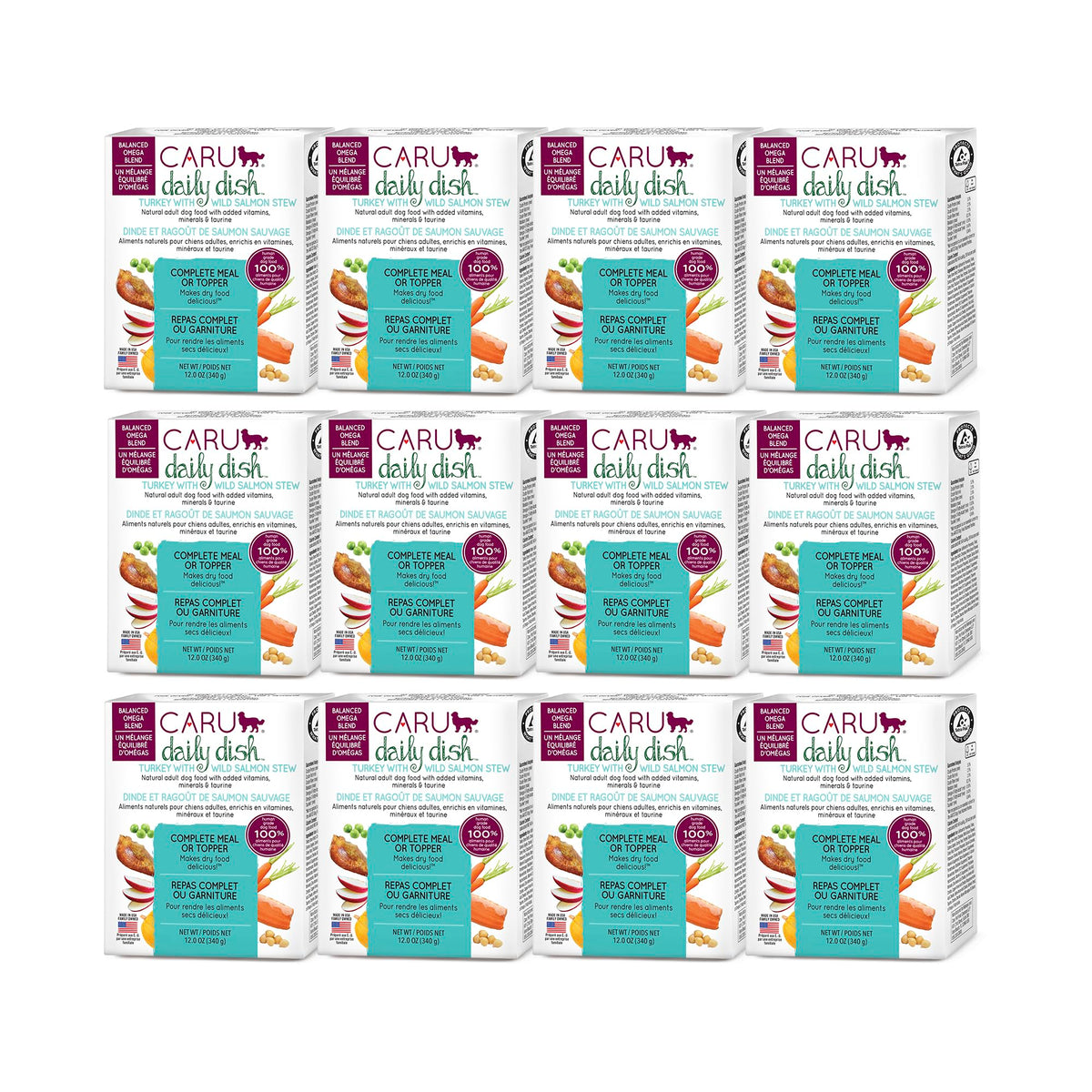 Caru Daily Dish - bol dinde-saumon, repas appétissant pour chien et digestion saine.