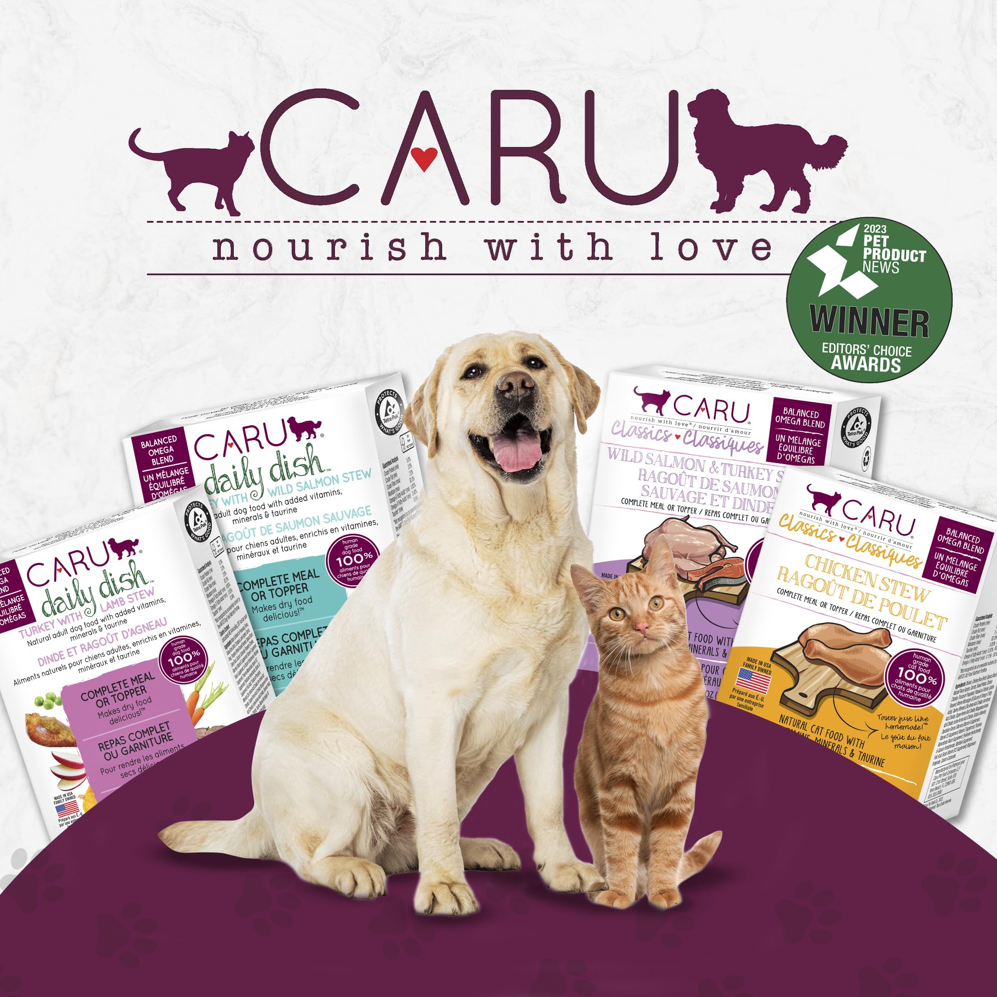 Caru Daily Dish - emballage recyclable et sans BPA, choix responsable pour chien.