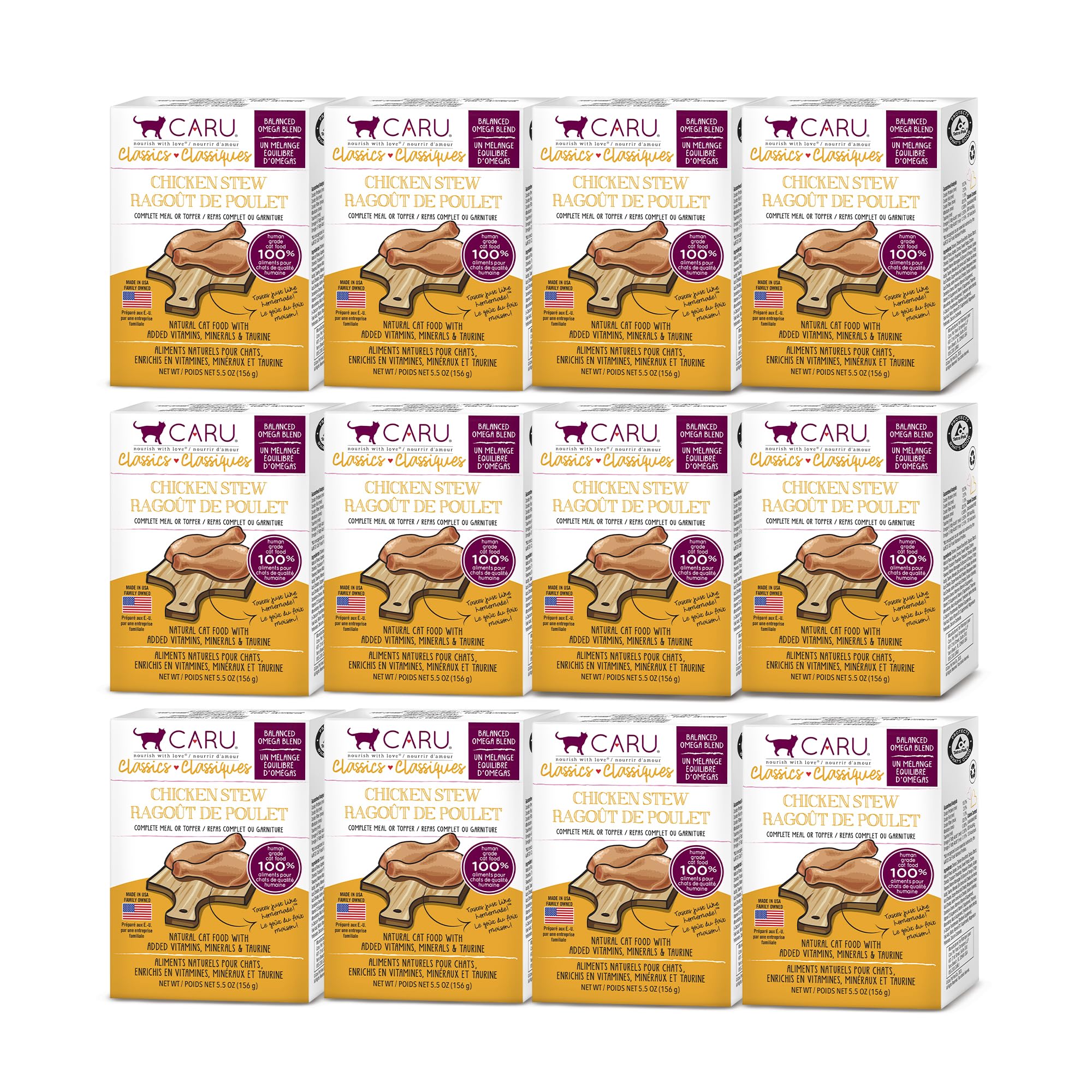 Caru ragout poulet chat carton 5,5 oz repas complet et naturel.