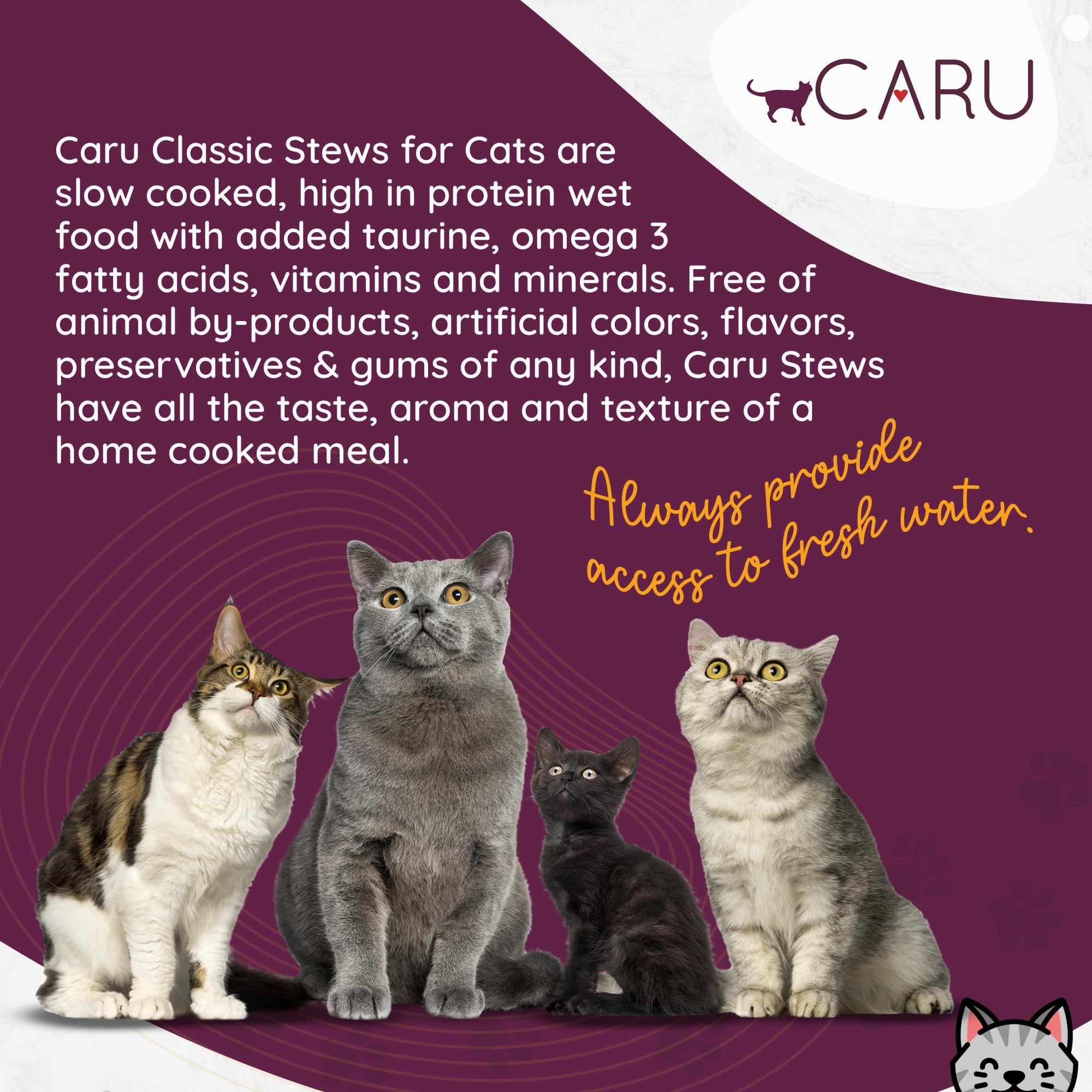 Caru ragout poulet chat poil-brillant grâce aux oméga.