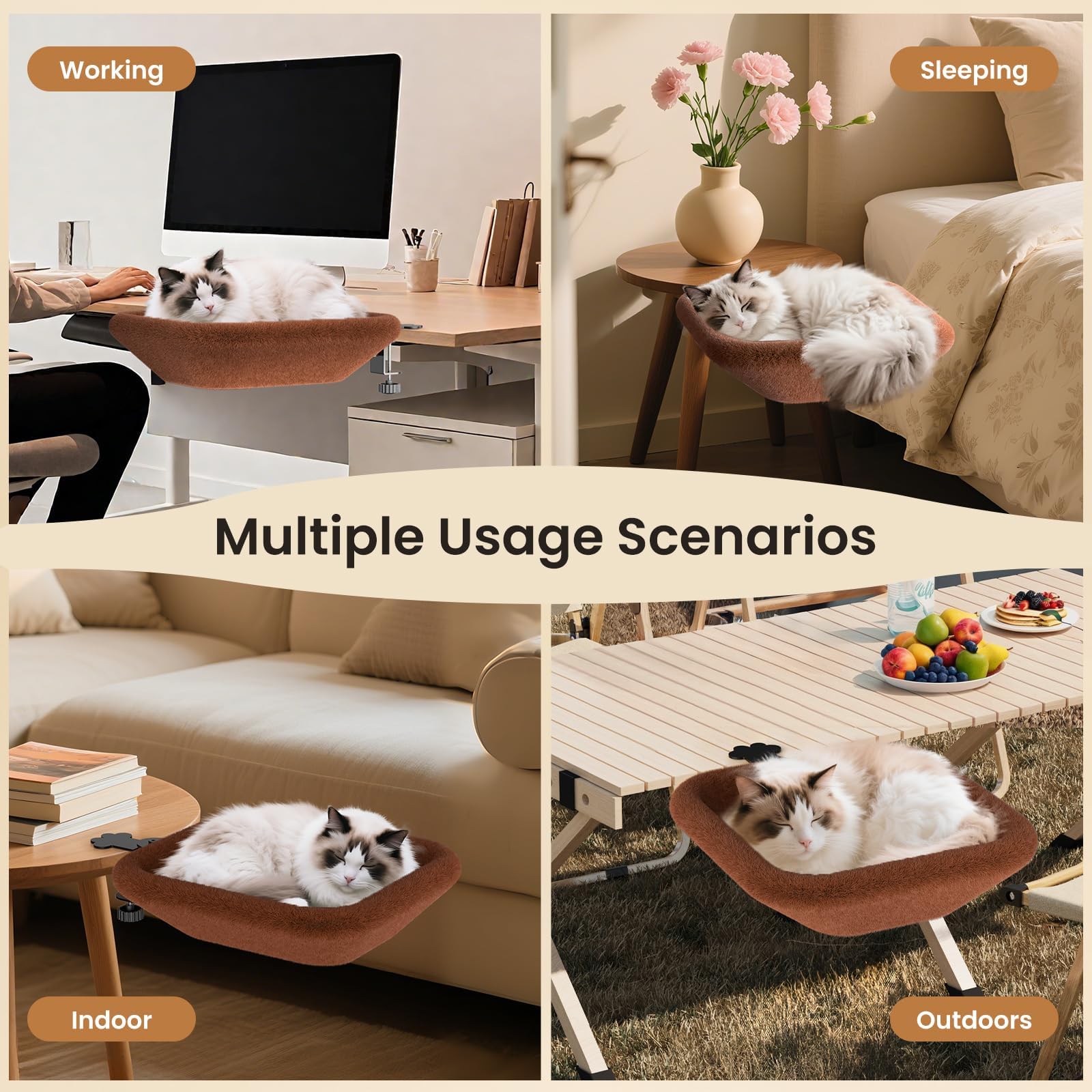 Casaflair Lit Chat Bureau Compact: espace de travail optimisé pour vous et votre chat.