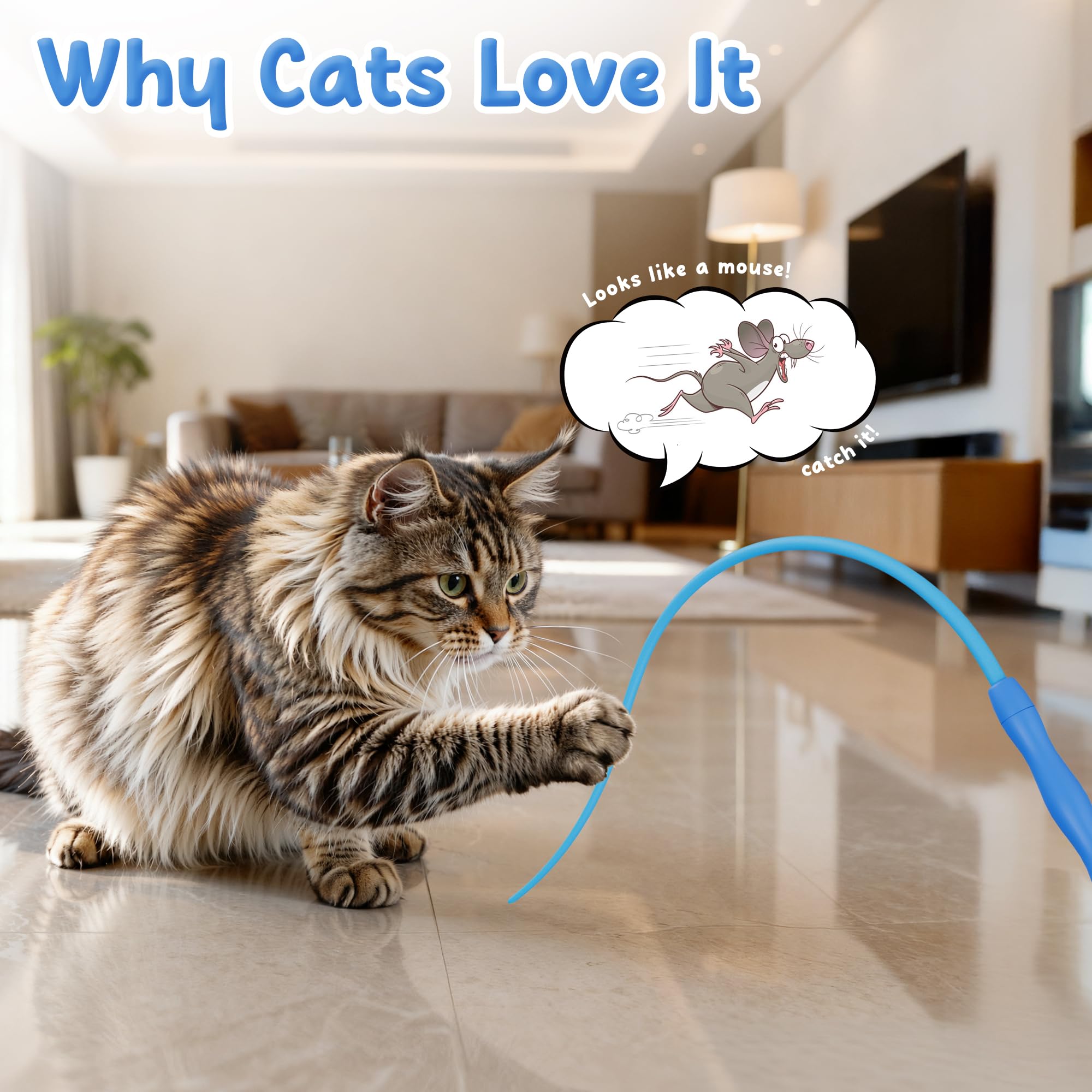 Bâton teaser Casfuy en silicone, exercice physique pour chat énergique.