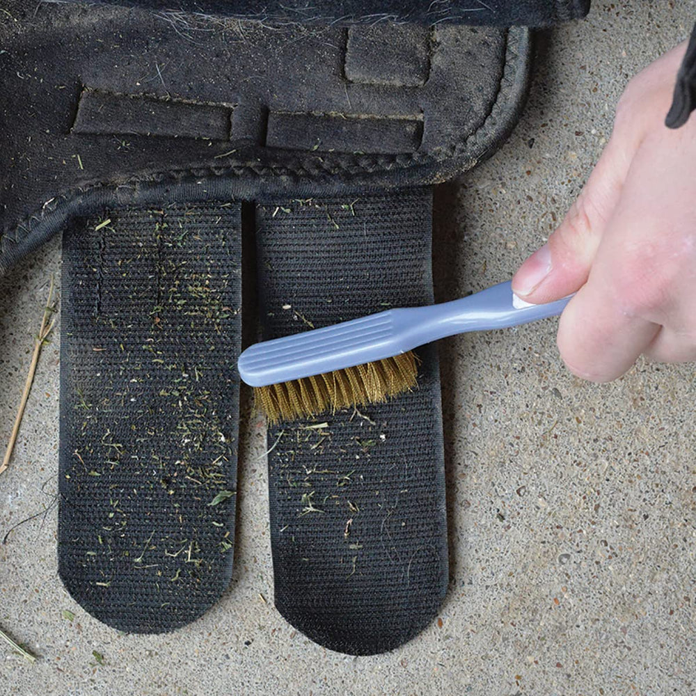 Cashel brosse pour crochets et boucles, vue arrière, enlève saletés et poils sans abîmer.
