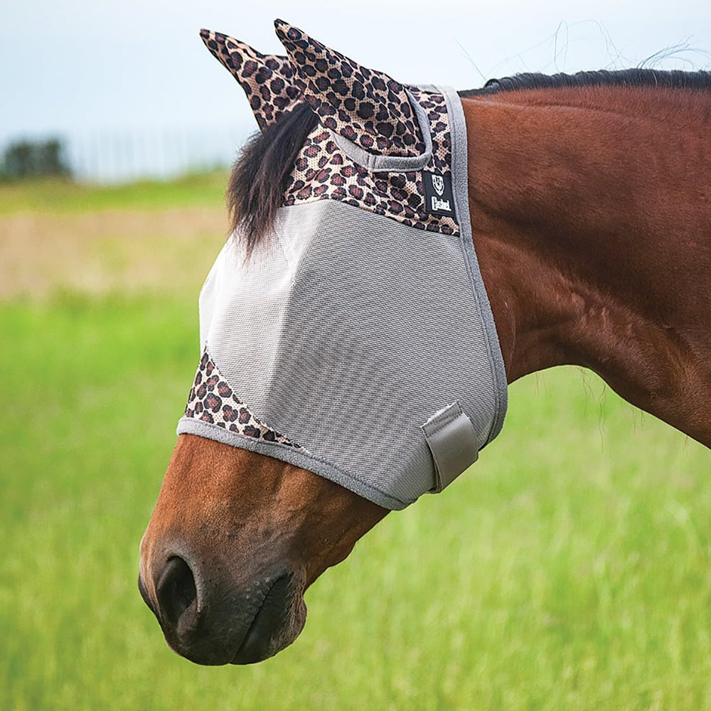 Cashel Crusader masque anti-mouches cheval motif léopard, protection légère