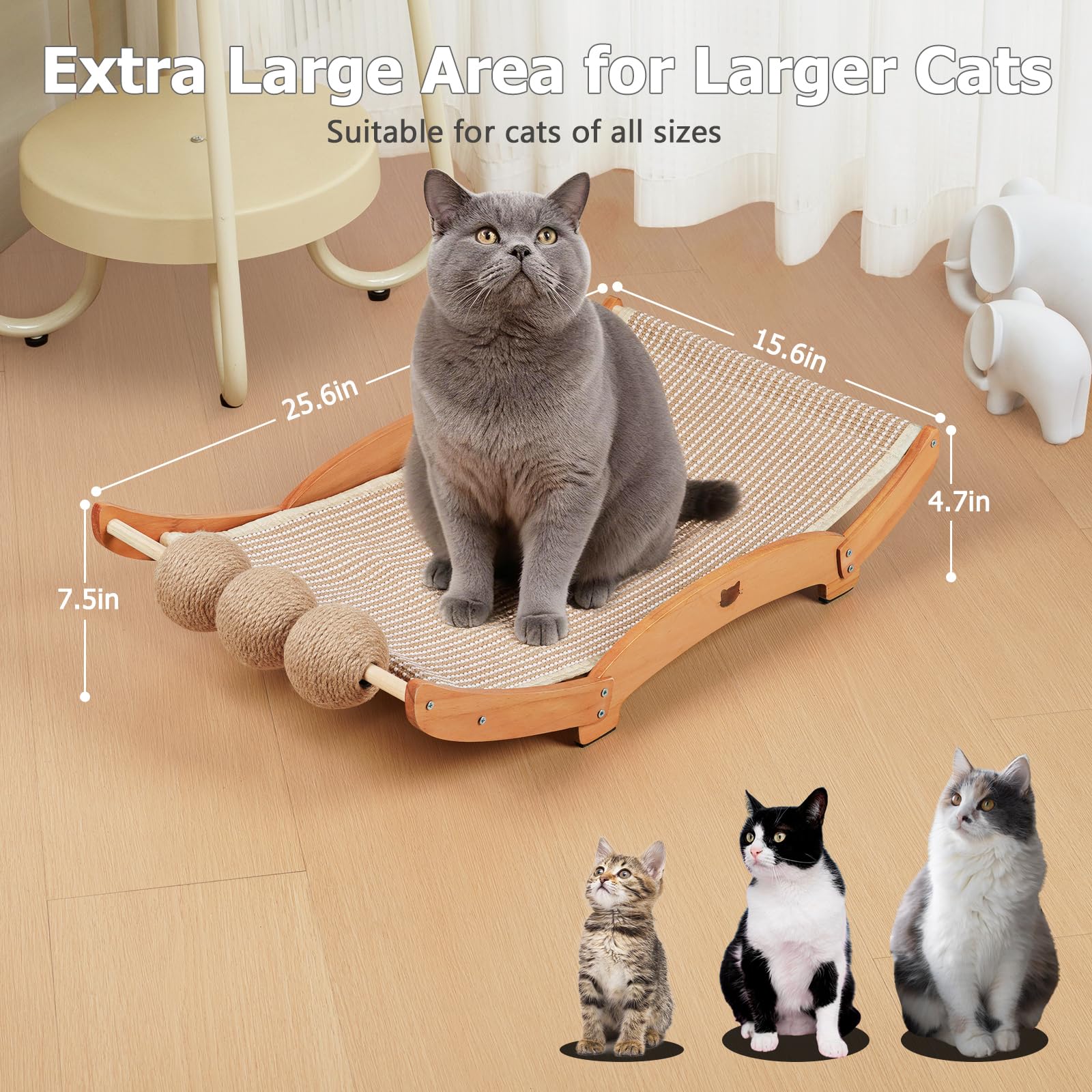 Casremee cadre pin naturel solide : structure durable pour chats.