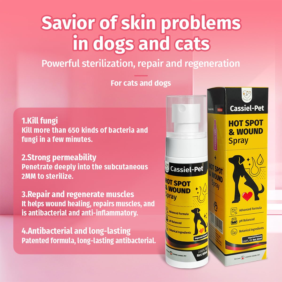 Cassiel pet soin-peau-chat – hydratation douce pour peau saine