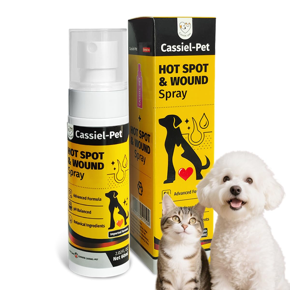 Cassiel pet zone-irritation brume – flacon 2oz pour apaiser démangeaisons