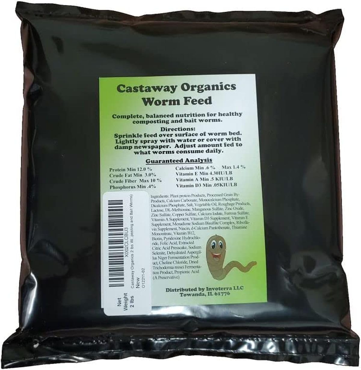 Castaway Organics, alimentation vers de compostage avec mélange équilibré pour croissance des vers