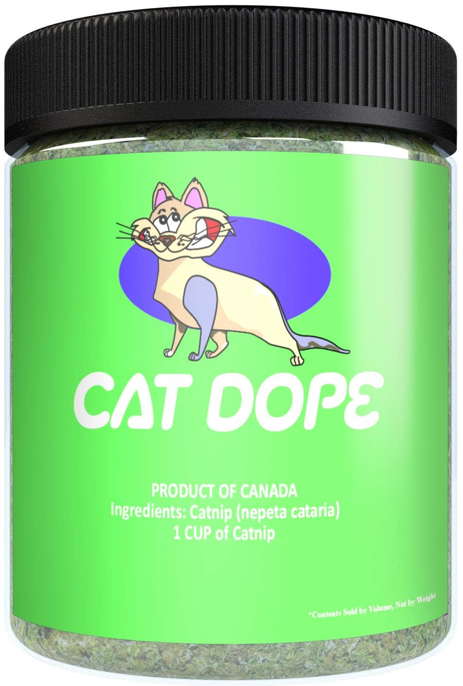 Cat Dope: bouteille d'herbe à chat ouverte, prête pour des jeux stimulants.