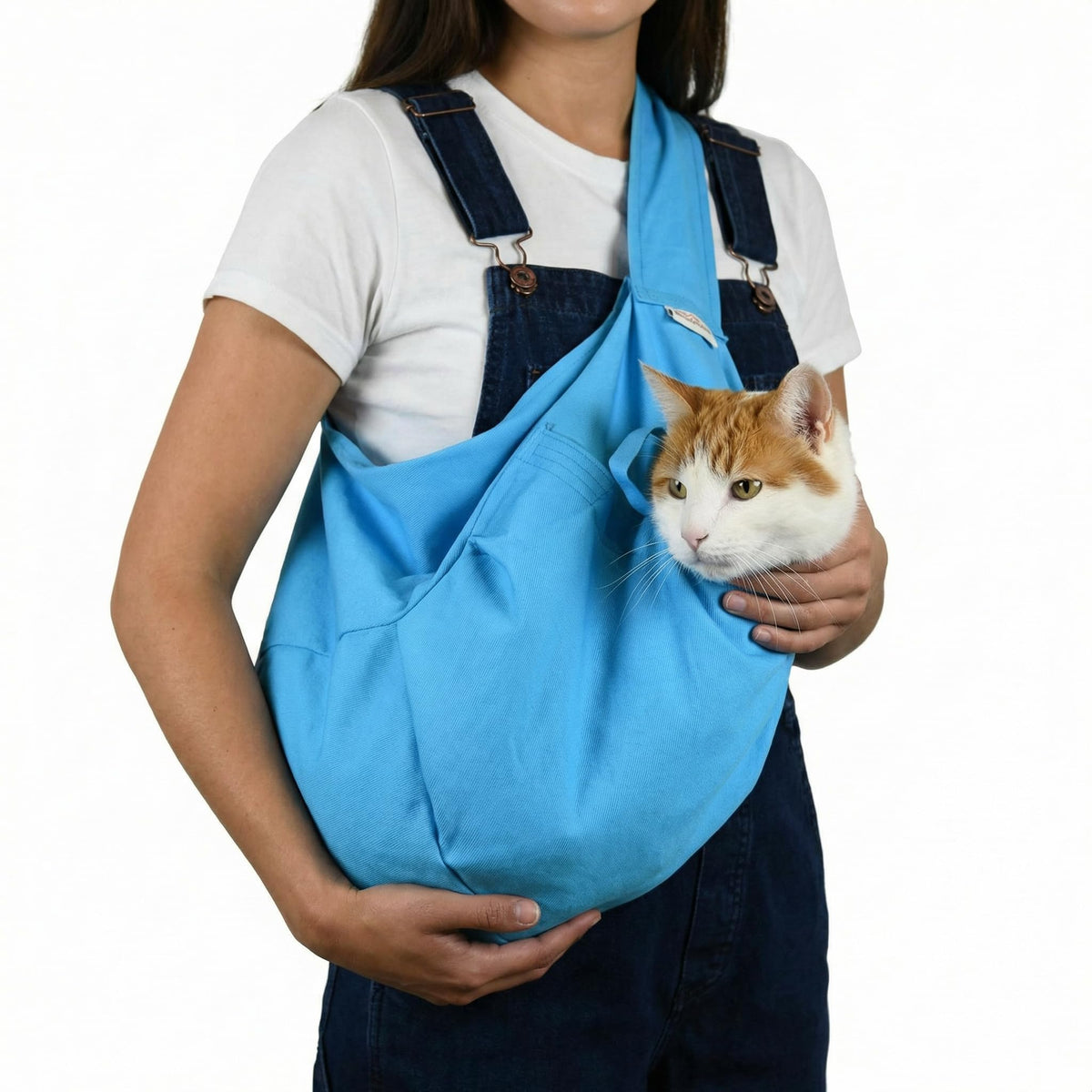 Cat-in-the-Bag porte-chat confort bleu clair avant pour transport doux