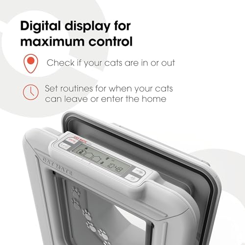 Cat Mate Elite : écran LCD clair pour suivre les entrées et sorties.