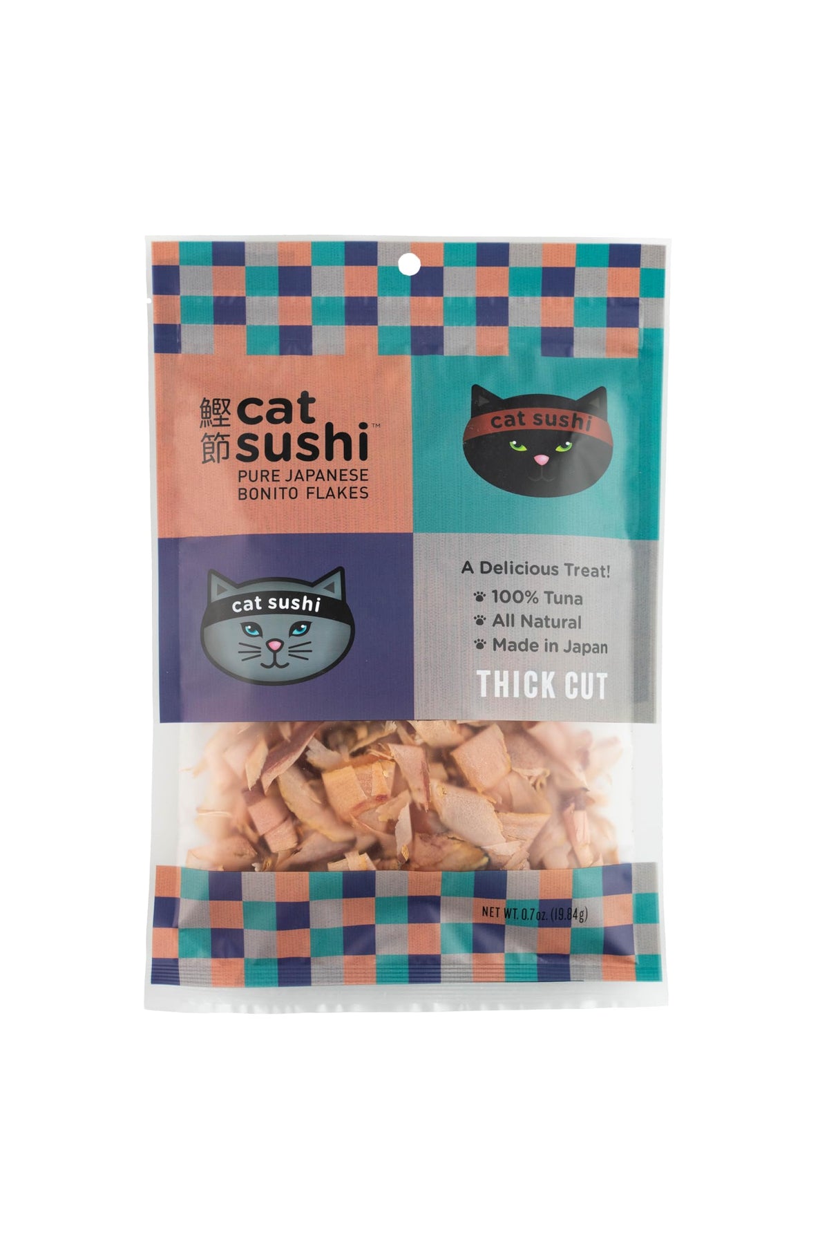 Cat Sushi Bonito Flakes épais, récompense prête à être donnée à la main.