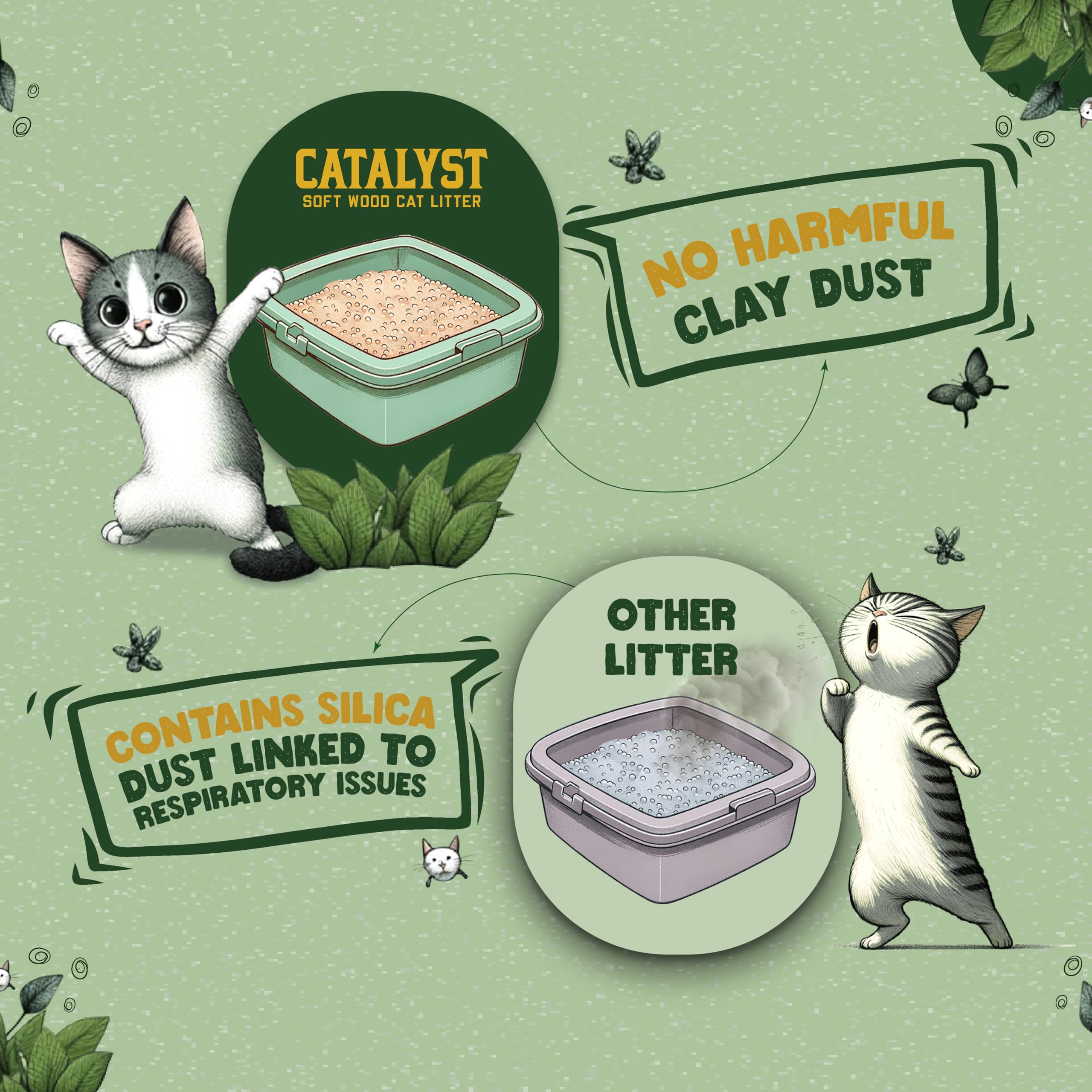 Catalyst litière bois doux - poussière faible pour un espace sain.