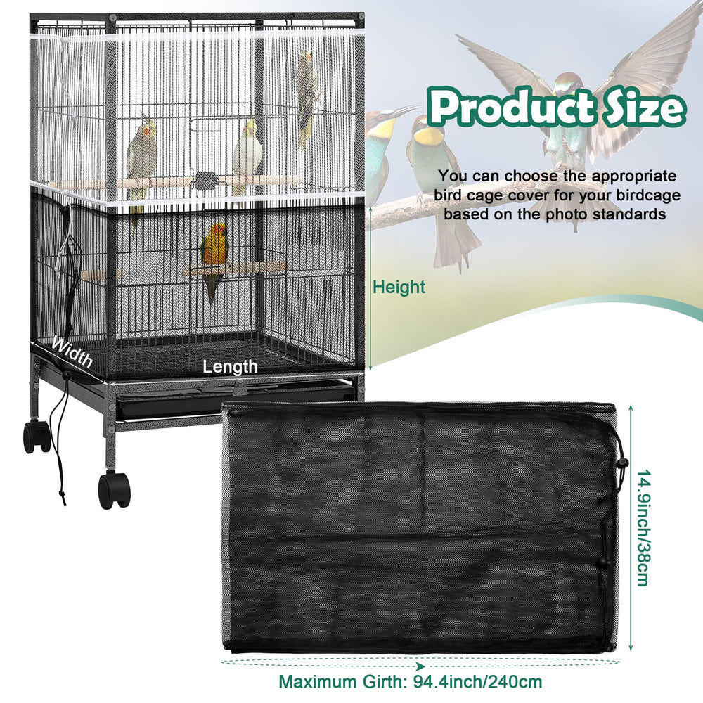 Catcan couvre-cage oiseaux blanc et noir, design discret et pratique