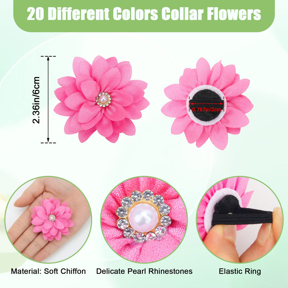Catcan fleur-collier chien perle chiffon bleu, ajoutant une touche festive à votre animal.