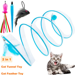 CATENEED : tunnel pliable à ressort pour chats d’intérieur, rangement facile.
