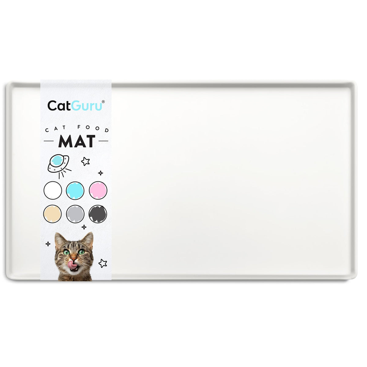 CatGuru Mat alimentation chat avec bord eleve pour contenir les deversements.