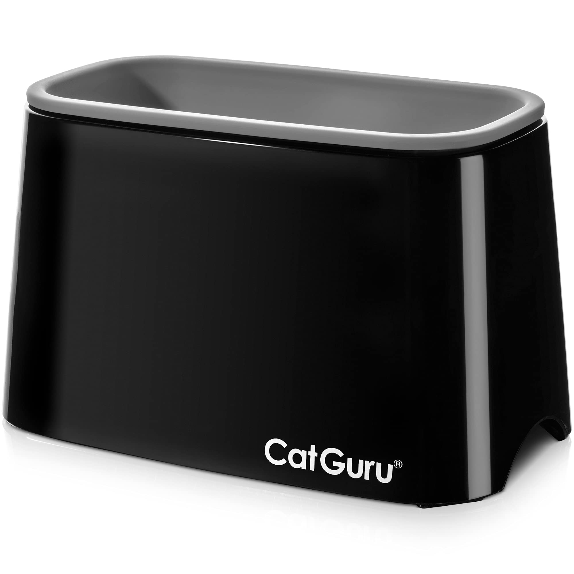 CatGuru Premium Porte-louche noir, support robuste pour litière et rangement pratique.