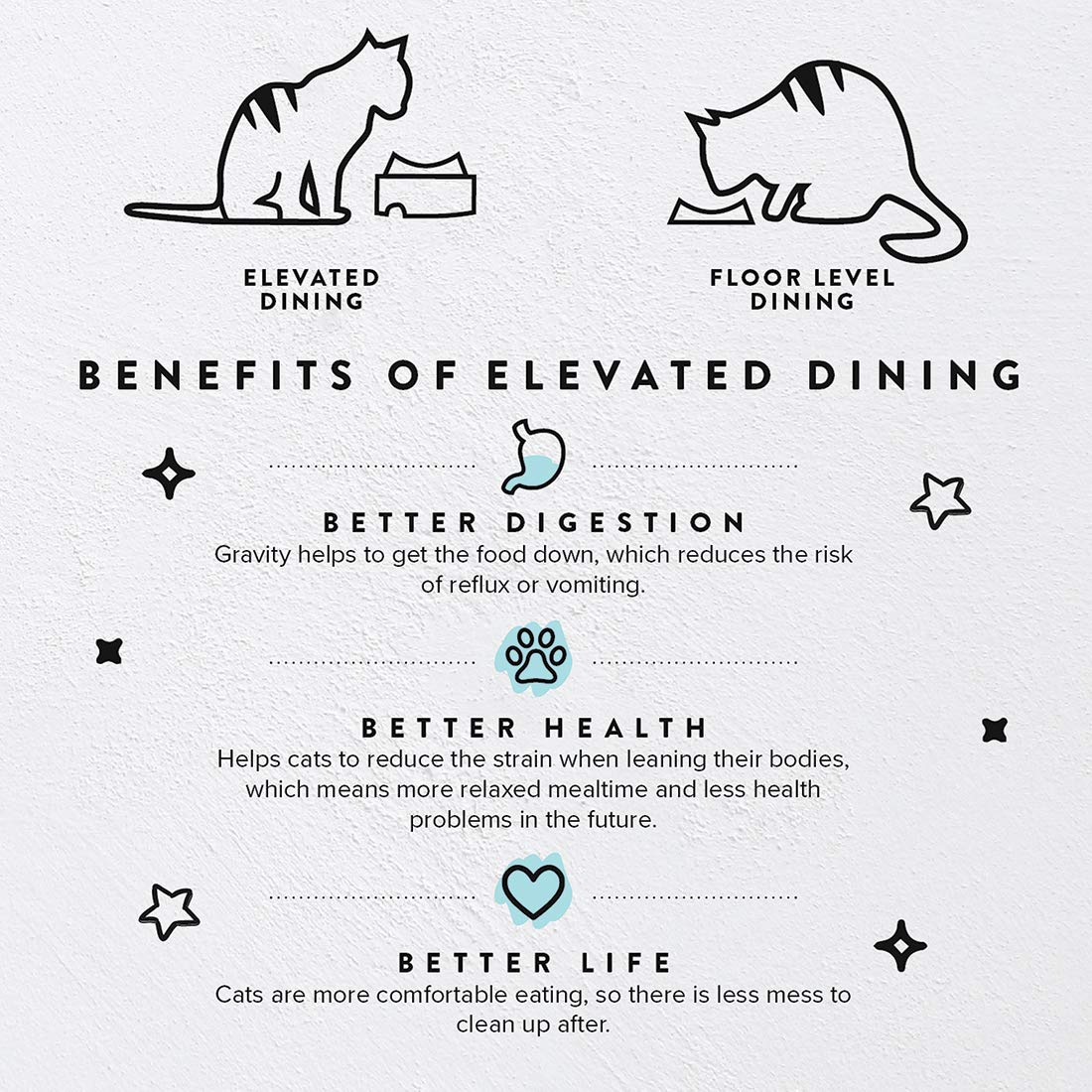 CatGuru Table d'alimentation améliore la posture lors des repas.