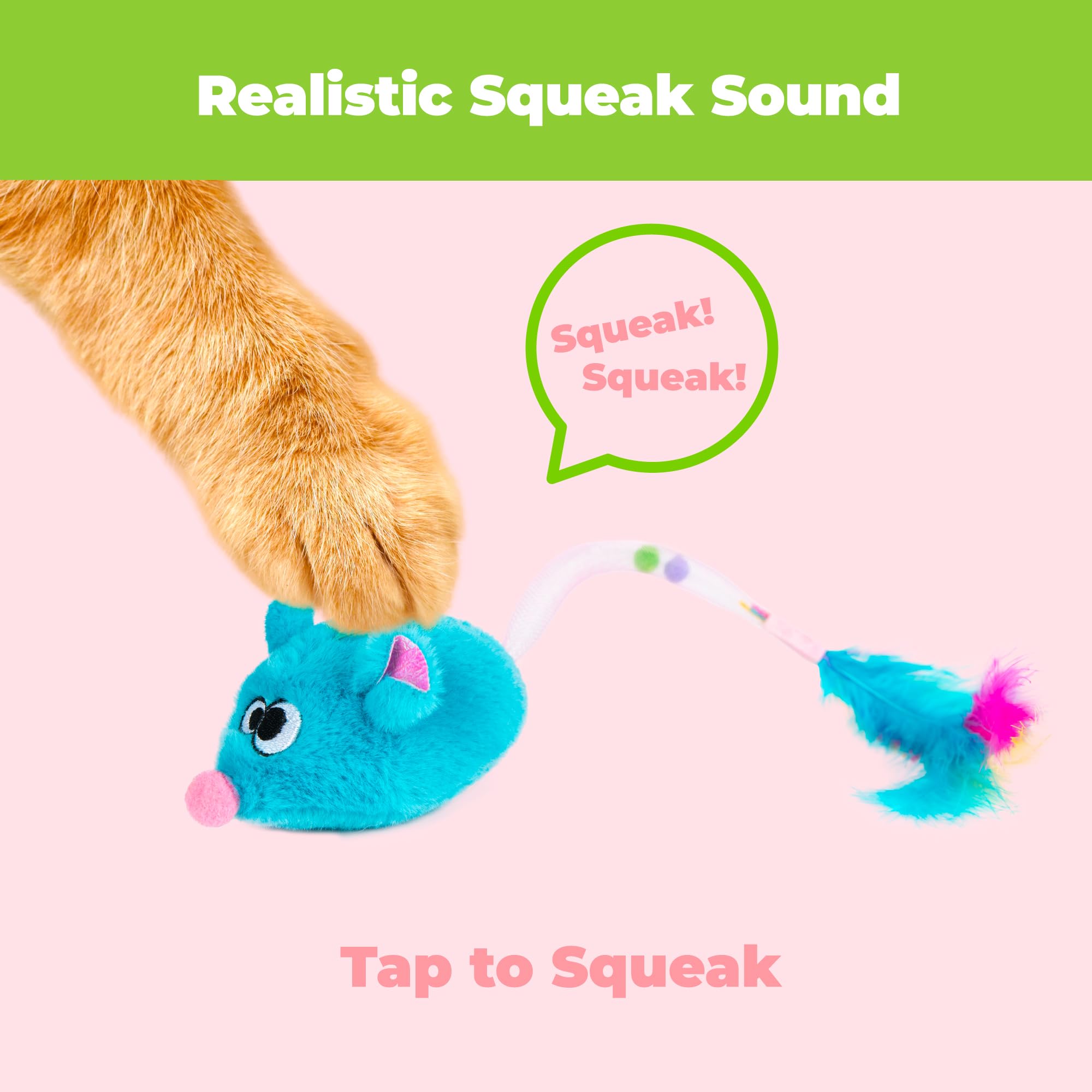 Catify Best Pet Supplies – souris fuchsia qui couine, offre stimulation ludique pour chat intérieur