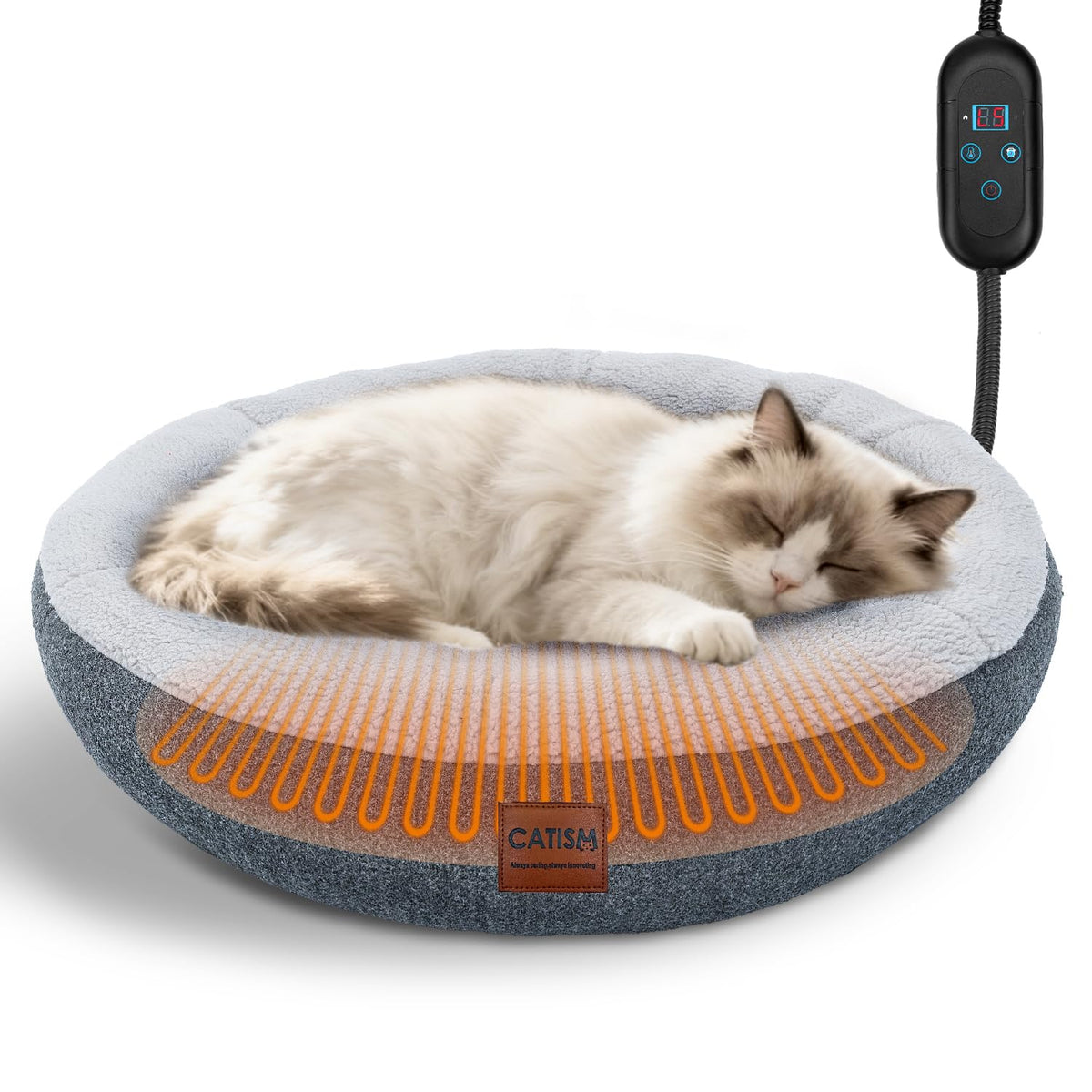 CATISM-lit-chat-en-forme-anneau-chauffant: cocon chaud parfait pour le sommeil
