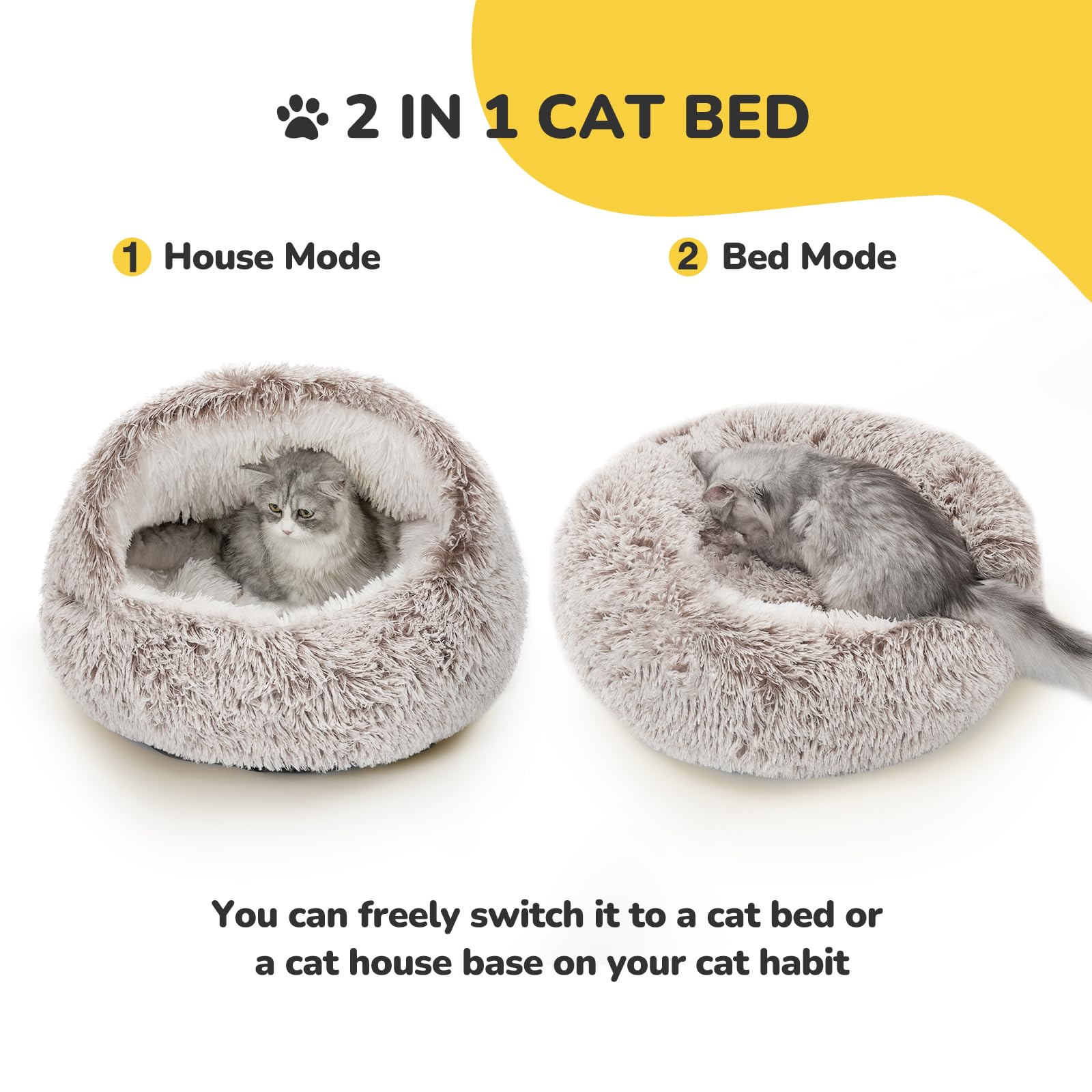 CATISM Nid-chat auto-chauffant capuche pour chaleur constante.
