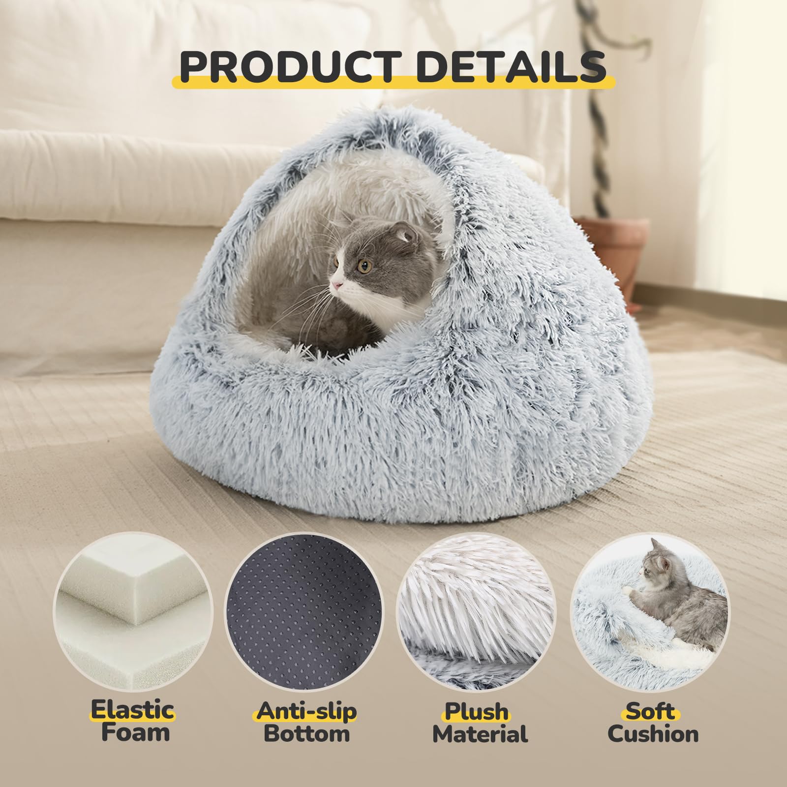 CATISM Cozy Cat Pod avec capuche, espace privé pour le repos.