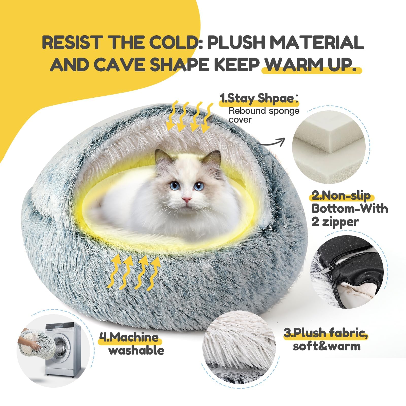 CATISM Cozy Cat Pod Taille 21 pouces, adaptée aux petits chats.