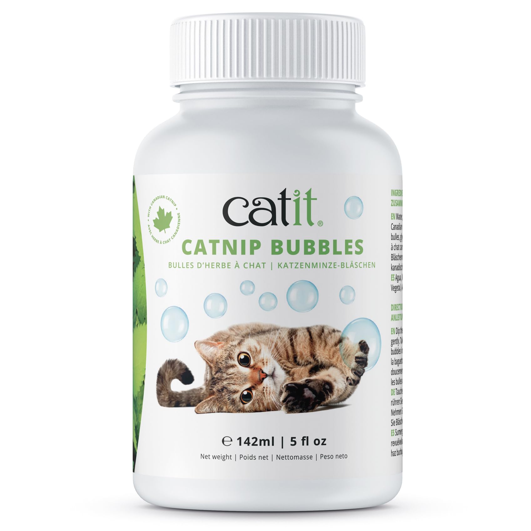 Catit Bulles d'Herbe à Chat avec baguette et bouteille pour stimuler le jeu