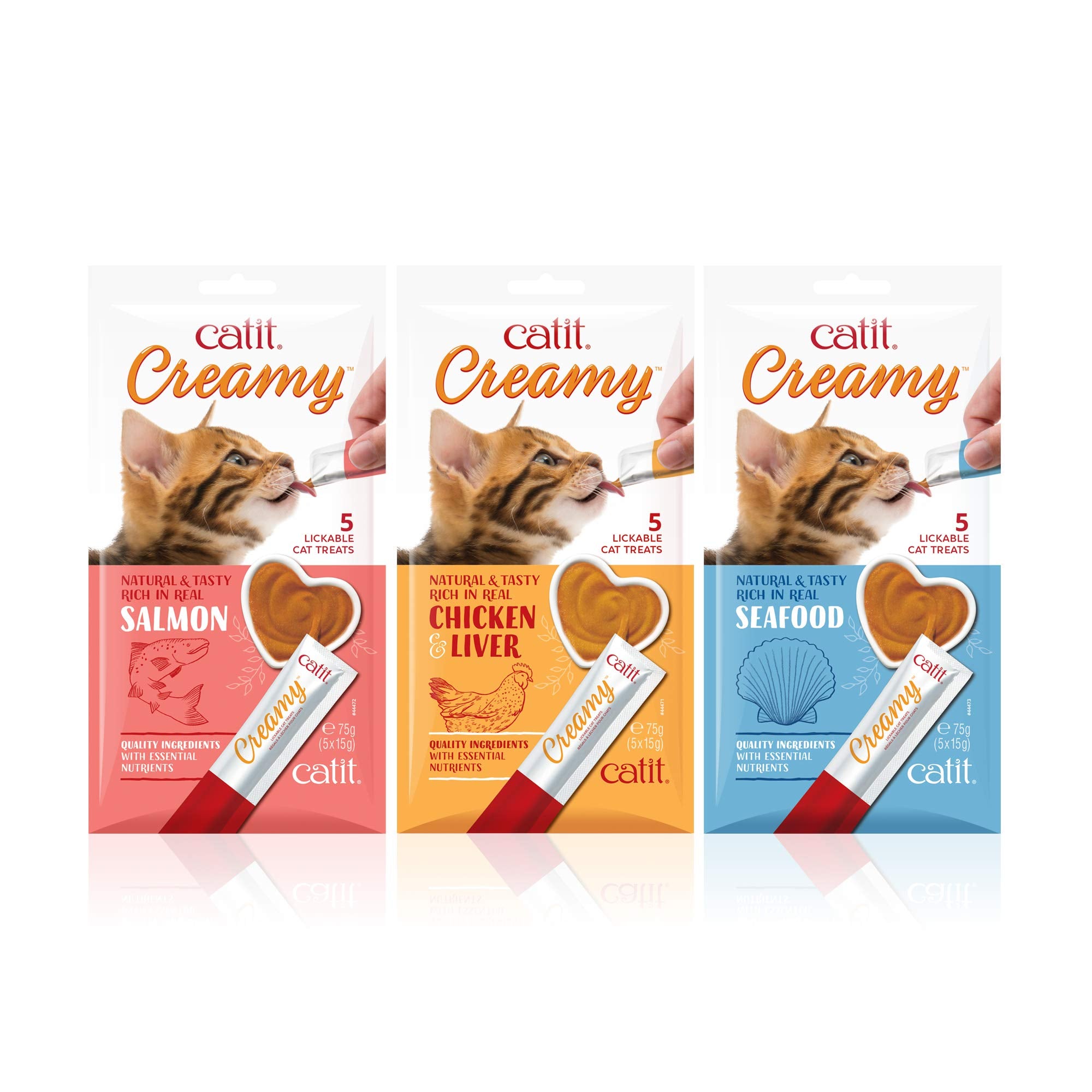 Catit Creamy poulet et foie - emballage et friandise pratique.