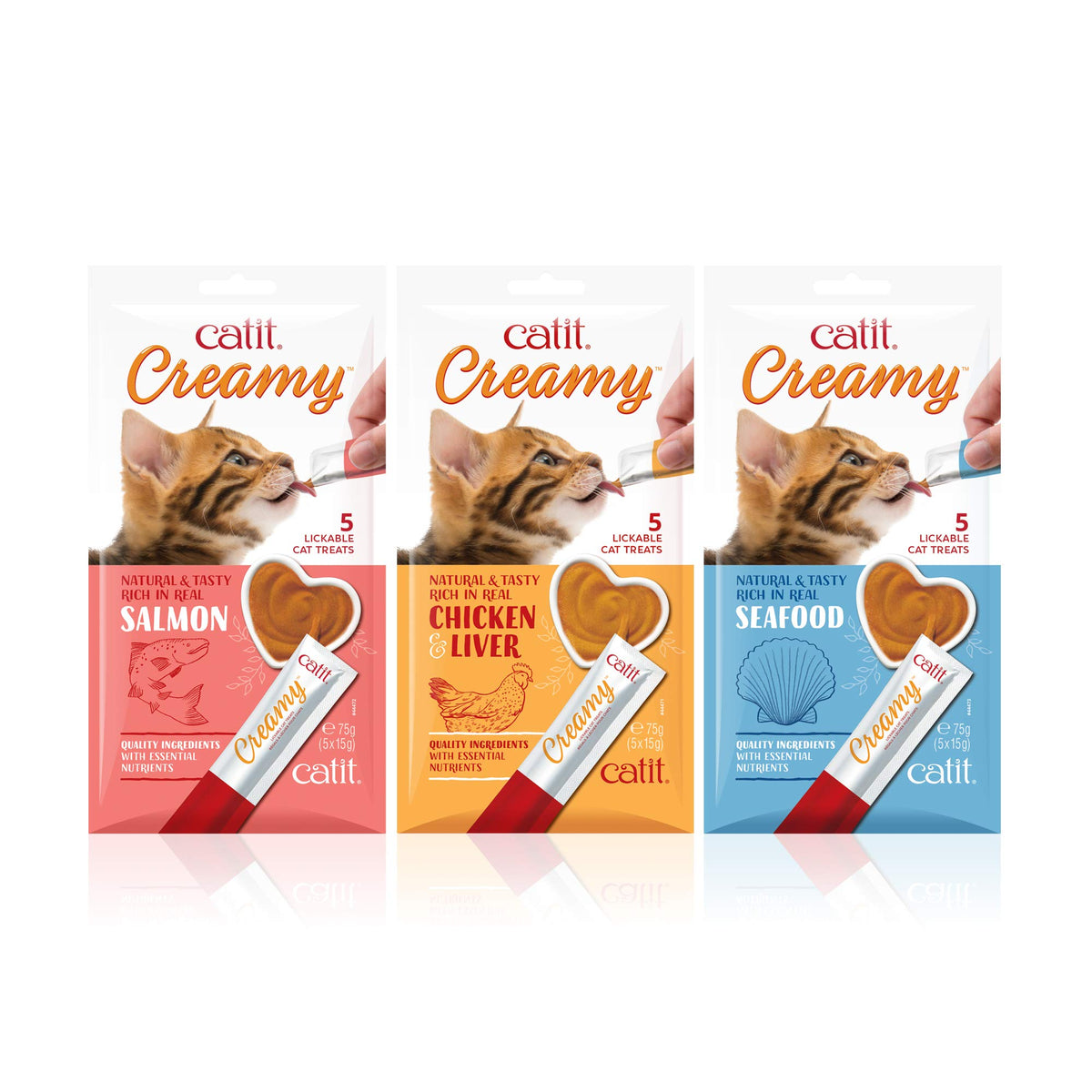 Catit Creamy poulet et foie - emballage et friandise pratique.