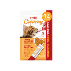 Catit Creamy: tube poulet et foie, récompense savoureuse pour chats.