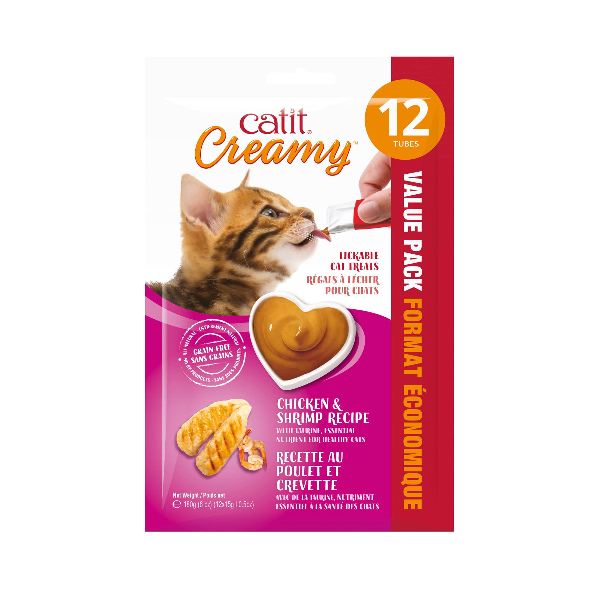 Catit Creamy : tube poulet et crevettes, friandise hydratante et savoureuse pour chat