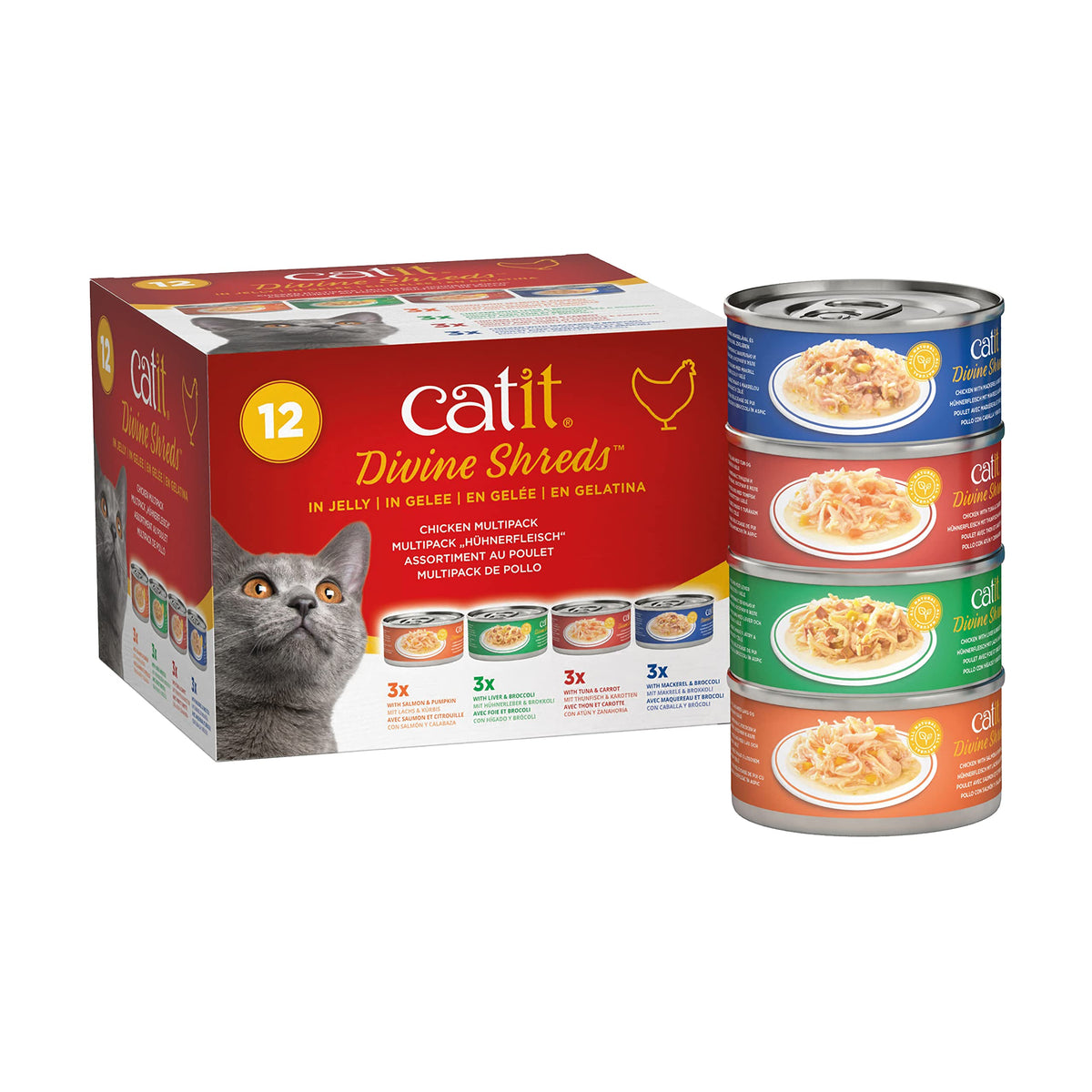 Catit Divine Shreds en gelée: morceaux tendres pour hydrater les croquettes et stimuler l'appétit