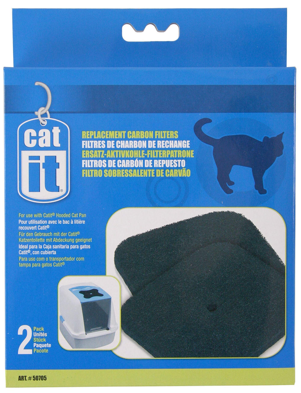 Catit filtre carbone emballage pack2, pratique pour réduire les odeurs dans le bac