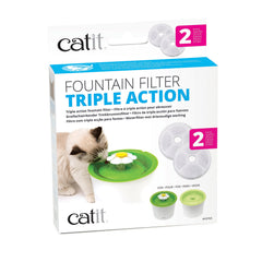 Filtre Catit Triple Action, pack de deux, prêt à remplacer pour une eau plus fraîche.