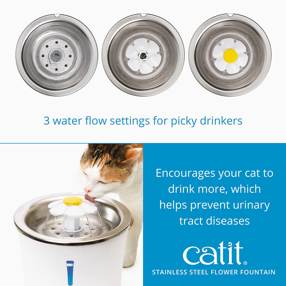 Catit Fontaine-Fleur avec filtre triple-action, eau plus propre pour votre chat.
